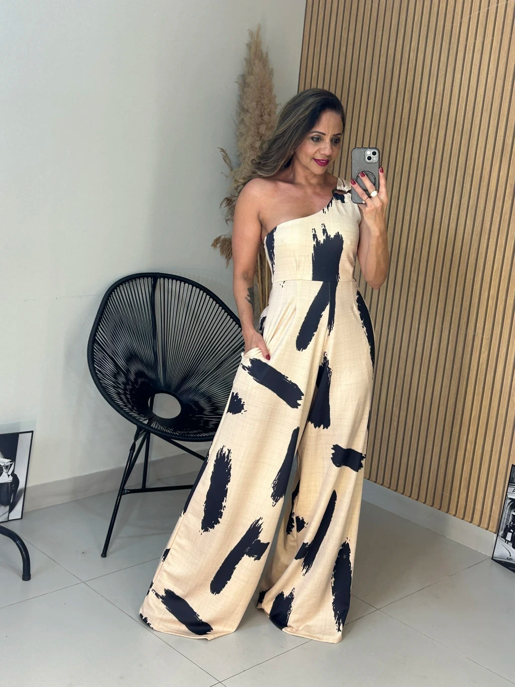 Macacão Pantalona Nula Manga c Fivela