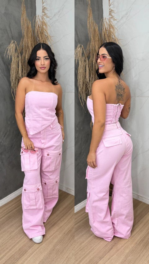 Conjunto All Jeans Rosa
