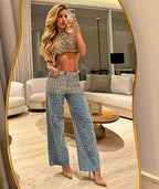 Conjunto Cropped e Calça Bru